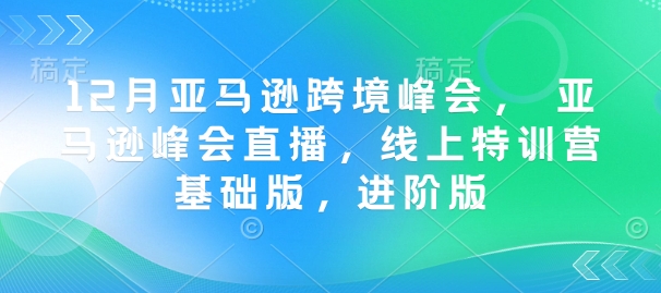 12月亚马逊跨境峰会， 亚马逊峰会直播，线上特训营基础版，进阶版网赚项目-副业赚钱-互联网创业-资源整合八方网创