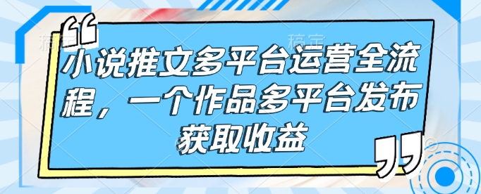小说推文多平台运营全流程，一个作品多平台发布获取收益网赚项目-副业赚钱-互联网创业-资源整合八方网创