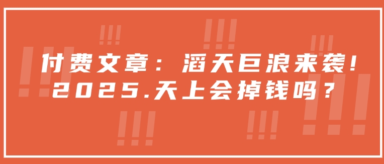 付费文章：滔天巨浪来袭！2025天上会掉钱吗？网赚项目-副业赚钱-互联网创业-资源整合八方网创