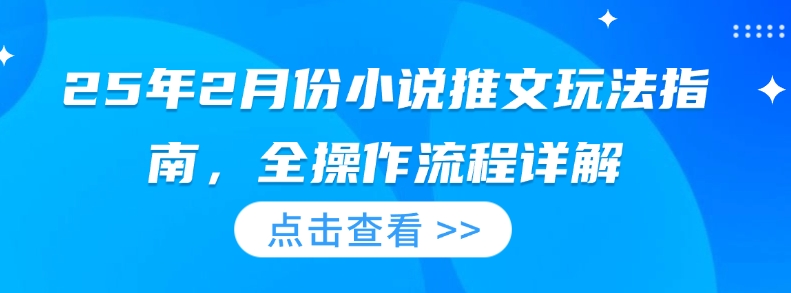 25年2月份小说推文玩法指南，全操作流程详解网赚项目-副业赚钱-互联网创业-资源整合八方网创
