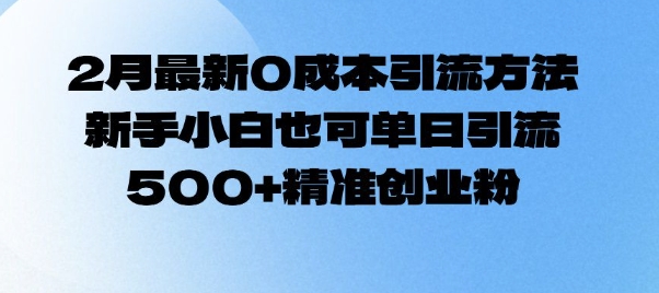 2月最新0成本引流方法，新手小白也可单日引流500+精准创业粉网赚项目-副业赚钱-互联网创业-资源整合八方网创