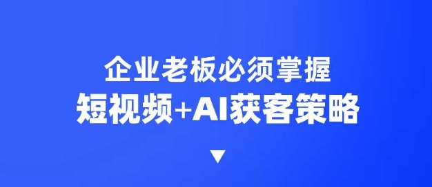 企业短视频AI获客霸屏流量课，6步短视频+AI突围法，3大霸屏抢客策略网赚项目-副业赚钱-互联网创业-资源整合八方网创