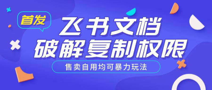 首发飞书文档破解复制权限，售卖自用均可暴力玩法网赚项目-副业赚钱-互联网创业-资源整合八方网创