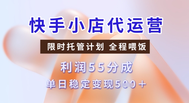 快手小店代运营3.0，模式新升级，收益55分，稳定单日5张网赚项目-副业赚钱-互联网创业-资源整合八方网创