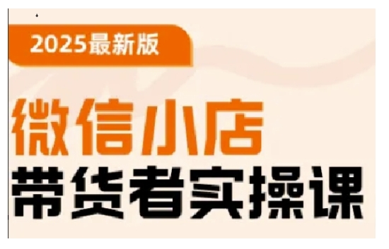 2025最新版微信小店带货者实操课，基础操作到高级运营技巧，快速上手网赚项目-副业赚钱-互联网创业-资源整合八方网创