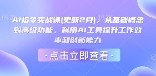 AI指令实战课(更新2月)，从基础概念到高级功能，利用AI工具提升工作效率和创新能力网赚项目-副业赚钱-互联网创业-资源整合八方网创