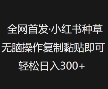 全网首发，小红书种草无脑操作，复制黏贴即可，轻松日入3张网赚项目-副业赚钱-互联网创业-资源整合八方网创