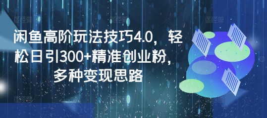 闲鱼高阶玩法技巧4.0，轻松日引300+精准创业粉，多种变现思路网赚项目-副业赚钱-互联网创业-资源整合八方网创