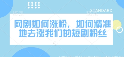 网剧如何涨粉，如何精准地去涨我们的短剧粉丝网赚项目-副业赚钱-互联网创业-资源整合八方网创