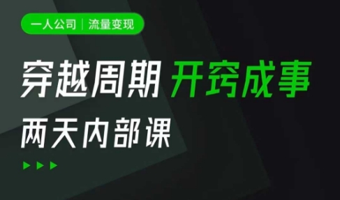 一人公司：流量变现课，一人公司的方法模型拆解， 拆解富人思维，流量思维，小老板思维等网赚项目-副业赚钱-互联网创业-资源整合八方网创