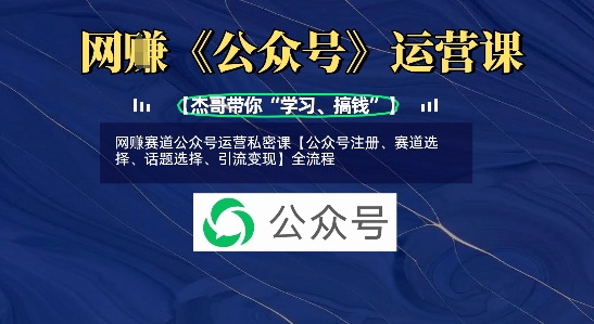 网创赛道公众号运营私密课【公众号注册、赛道选择、话题选择、引流变现】全流程网赚项目-副业赚钱-互联网创业-资源整合八方网创