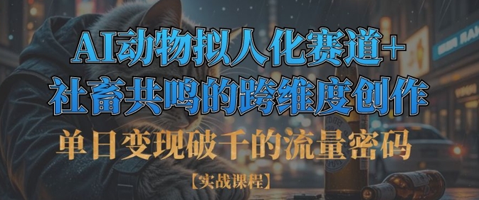 单日变现破千的流量密码，AI动物拟人化赛道+社畜共鸣的跨维度创作网赚项目-副业赚钱-互联网创业-资源整合八方网创