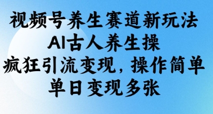 视频号养生赛道新玩法，AI古人养生操，疯狂引流变现，操作简单，单日变现多张网赚项目-副业赚钱-互联网创业-资源整合八方网创