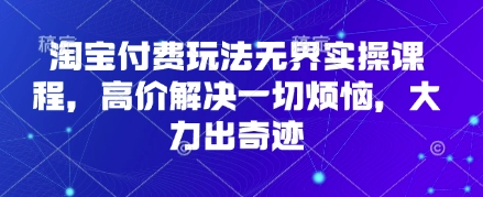 淘宝付费玩法无界实操课程，高价解决一切烦恼，大力出奇迹网赚项目-副业赚钱-互联网创业-资源整合八方网创
