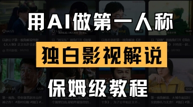 用AI做第一人称独白影视解说，手把手教学，保姆级教程网赚项目-副业赚钱-互联网创业-资源整合八方网创