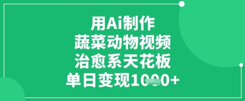 用Ai制作蔬菜动物视频，治愈系天花板，单日变现1k网赚项目-副业赚钱-互联网创业-资源整合八方网创