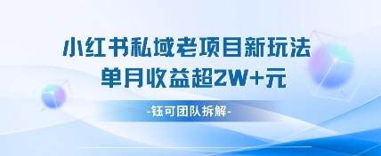 小红书私域项目新玩法，单月变现过W+网赚项目-副业赚钱-互联网创业-资源整合八方网创