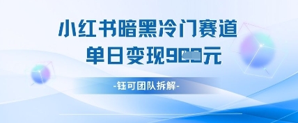 小红书冷门”暗黑”赛道，单日收益多张网赚项目-副业赚钱-互联网创业-资源整合八方网创