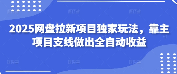 2025网盘拉新项目独家玩法，靠主项目支线做出全自动收益网赚项目-副业赚钱-互联网创业-资源整合八方网创