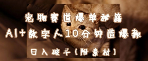 宠物赛道爆单秘籍：AI+数字人10分钟造爆款，日入1k网赚项目-副业赚钱-互联网创业-资源整合八方网创