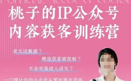 桃子IP公众号内容获客训练营(第3期)，一门让你公众号从0到商业闭环的课程网赚项目-副业赚钱-互联网创业-资源整合八方网创