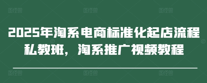2025年淘系电商标准化起店流程私教班，淘系推广视频教程网赚项目-副业赚钱-互联网创业-资源整合八方网创
