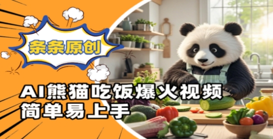 Ai熊猫吃饭爆火视频，条条原创，简单易上手网赚项目-副业赚钱-互联网创业-资源整合八方网创