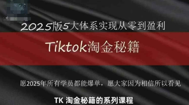 TikTok跨境2025淘金秘籍，​2025TikTok从0到盈利变现网赚项目-副业赚钱-互联网创业-资源整合八方网创