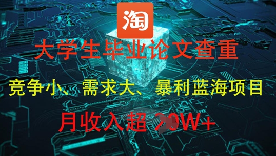 大学生毕业论文查重，暴利蓝海项目，月收入过1W+网赚项目-副业赚钱-互联网创业-资源整合八方网创