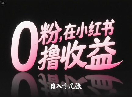 0粉在小红书撸收益，日入几张网赚项目-副业赚钱-互联网创业-资源整合八方网创