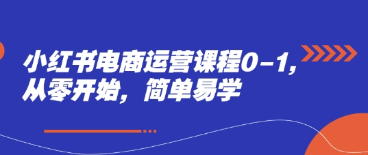 小红书电商运营课程0-1，从零开始，简单易学网赚项目-副业赚钱-互联网创业-资源整合八方网创