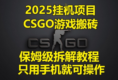2025挂G项目，CSGO游戏搬砖，保姆级拆解教程，只用手机就可操作网赚项目-副业赚钱-互联网创业-资源整合八方网创