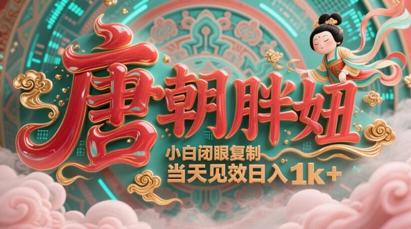 用AI克隆“唐朝胖妞”日更3条，平台疯狂推流，小白闭眼复制，当天见效，日入1k+网赚项目-副业赚钱-互联网创业-资源整合八方网创