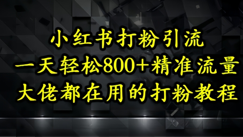 小红书打粉引流，一天轻松500+精准流量，大佬都在用的打粉教程网赚项目-副业赚钱-互联网创业-资源整合八方网创