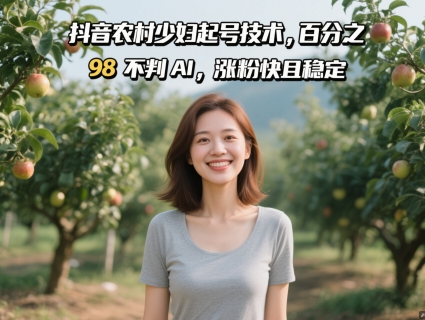 抖音农村少妇起号技术，百分之98不判AI，涨粉快且稳定网赚项目-副业赚钱-互联网创业-资源整合八方网创