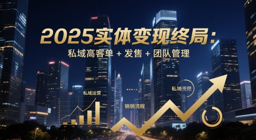 2025实体变现终局：私域高客单+发售+团队管理网赚项目-副业赚钱-互联网创业-资源整合八方网创