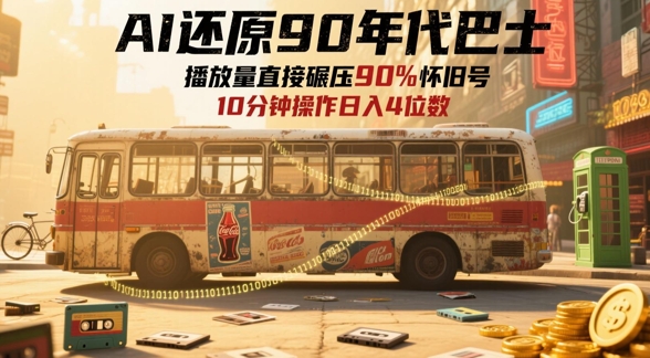 AI还原90年代巴士，一帧就让70后泪崩，播放量直接碾压90%怀旧号，每天操作十分钟，日入四位数网赚项目-副业赚钱-互联网创业-资源整合八方网创