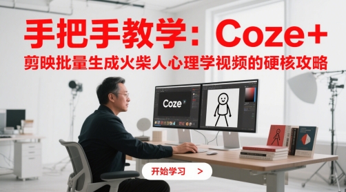手把手教学：Coze + 剪映批量生成火柴人心理学视频的硬核攻略网赚项目-副业赚钱-互联网创业-资源整合八方网创