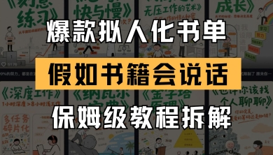 最新爆款拟人化书单玩法，假如书籍会说话，保姆级教程网赚项目-副业赚钱-互联网创业-资源整合八方网创