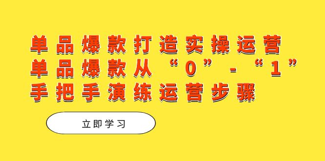 （7488期）单品爆款打造实操运营，单品爆款从“0”-“1”手把手演练运营步骤网赚项目-副业赚钱-互联网创业-资源整合八方网创