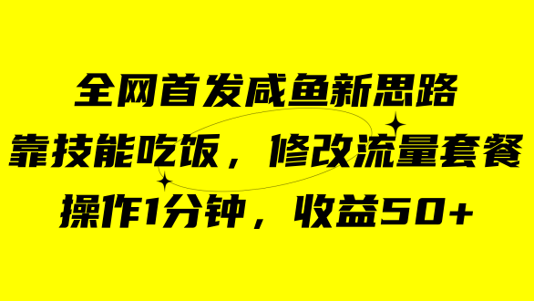 （7508期）咸鱼冷门新玩法，靠“技能吃饭”，修改流量套餐，操作1分钟，收益50+网赚项目-副业赚钱-互联网创业-资源整合八方网创