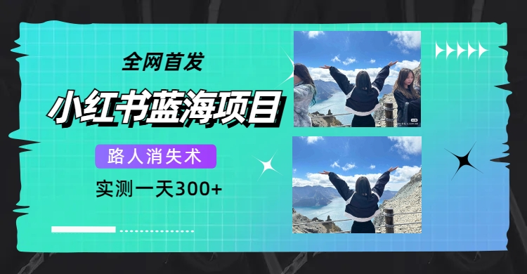 （7537期）全网首发，小红书蓝海项目，路人消失术，实测一天300+（教程+工具）网赚项目-副业赚钱-互联网创业-资源整合八方网创