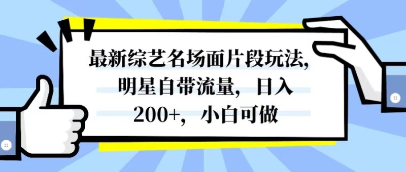 最新综艺名场面片段玩法,明星自带流量,日入200+,小白可做网赚项目-副业赚钱-互联网创业-资源整合八方网创