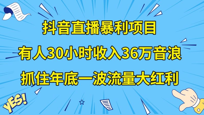 抖音直播暴利项目，有人30小时收入36万音浪，公司宣传片年会视频制作，…网赚项目-副业赚钱-互联网创业-资源整合八方网创