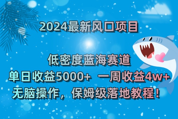 2024最新风口项目 低密度蓝海赛道，日收益5000+周收益4w+ 无脑操作，保…网赚项目-副业赚钱-互联网创业-资源整合八方网创