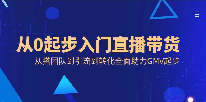 从0起步入门直播带货，从搭团队到引流到转化全面助力GMV起步网赚项目-副业赚钱-互联网创业-资源整合八方网创