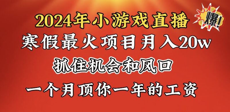 2024年寒假爆火项目，小游戏直播月入20w+，学会了之后你将翻身网赚项目-副业赚钱-互联网创业-资源整合八方网创