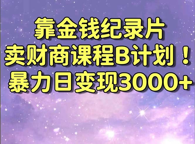 靠金钱纪录片卖财商课程B计划！暴力日变现3000+，喂饭式干货教程！网赚项目-副业赚钱-互联网创业-资源整合八方网创