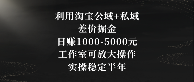利用淘宝公域+私域差价掘金，日赚1000-5000元，工作室可放大操作，实操…网赚项目-副业赚钱-互联网创业-资源整合八方网创