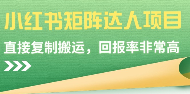 小红书矩阵达人项目，直接复制搬运，回报率非常高网赚项目-副业赚钱-互联网创业-资源整合八方网创